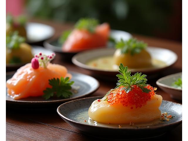 美しく盛り付けられた会席料理